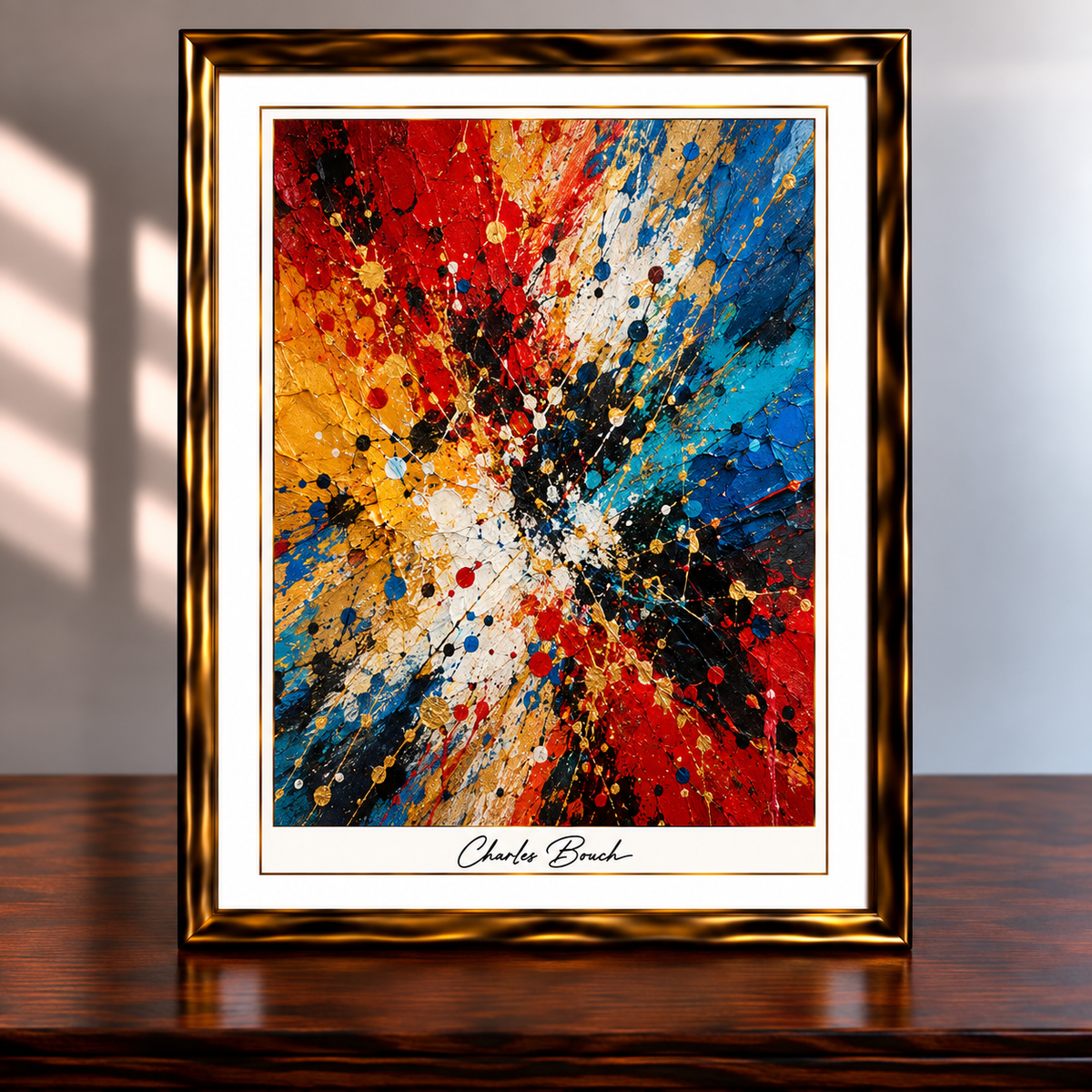 Explosive Abstract in a Gilded Frame