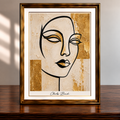 Framed Gold Line-Art Portrait