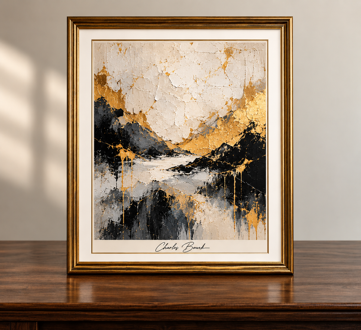 Gilded Abstract Mountain Landscape