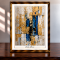 Gold and Blue Abstract Framed Artwork