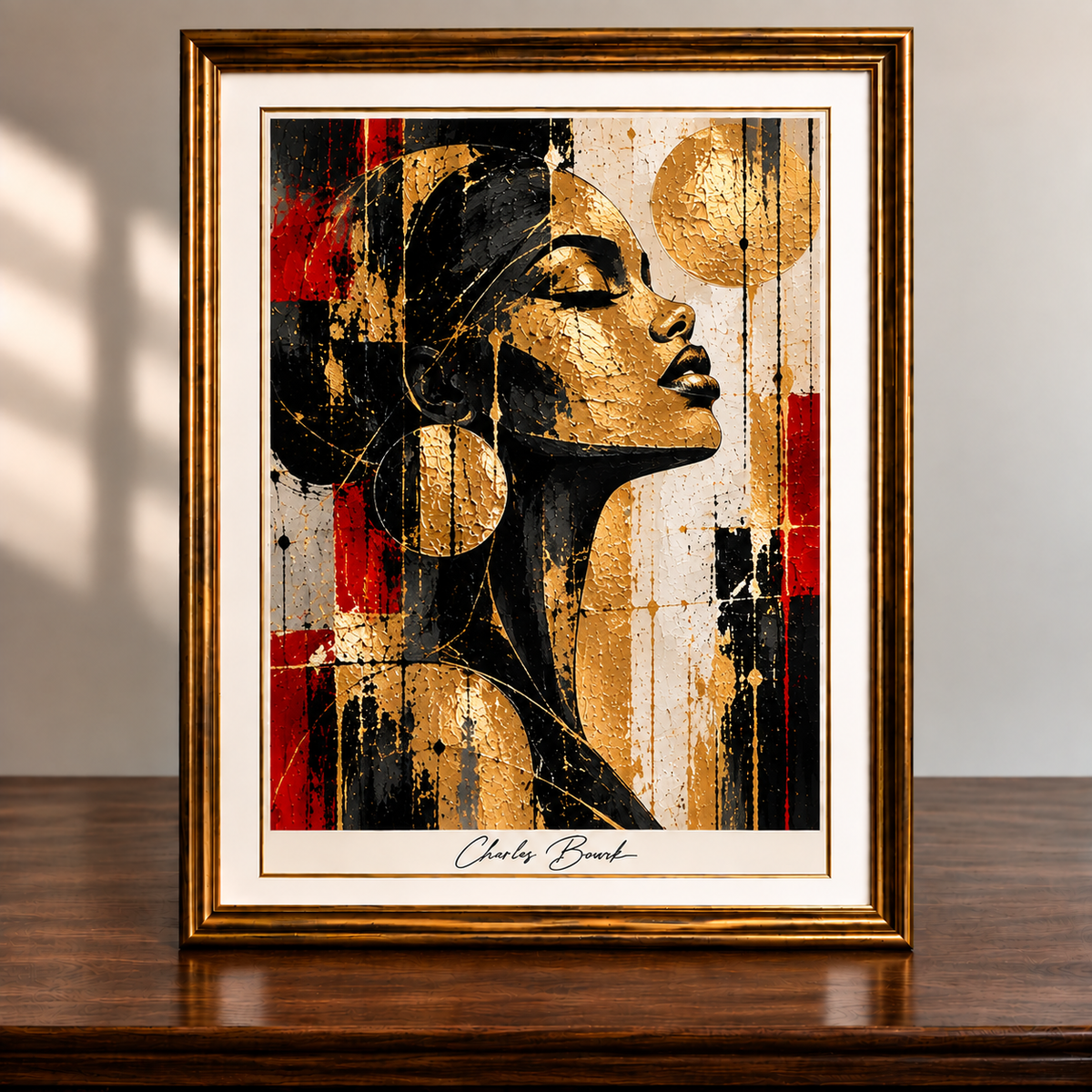 Golden Abstract Profile in Gallery Frame