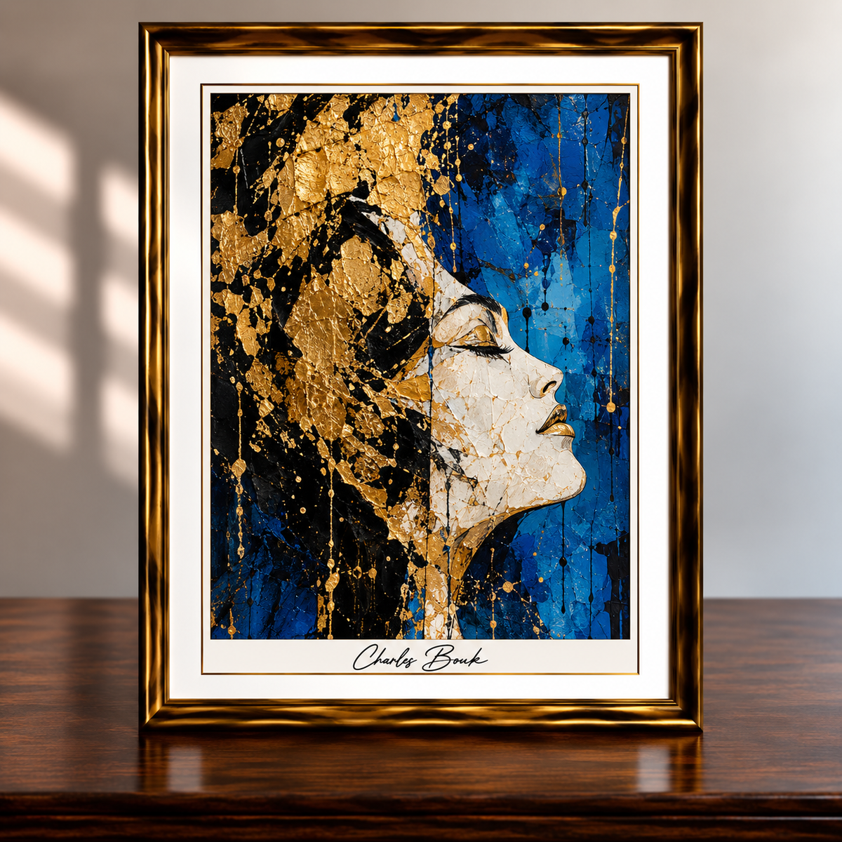 Golden Profile in Blue and Gold