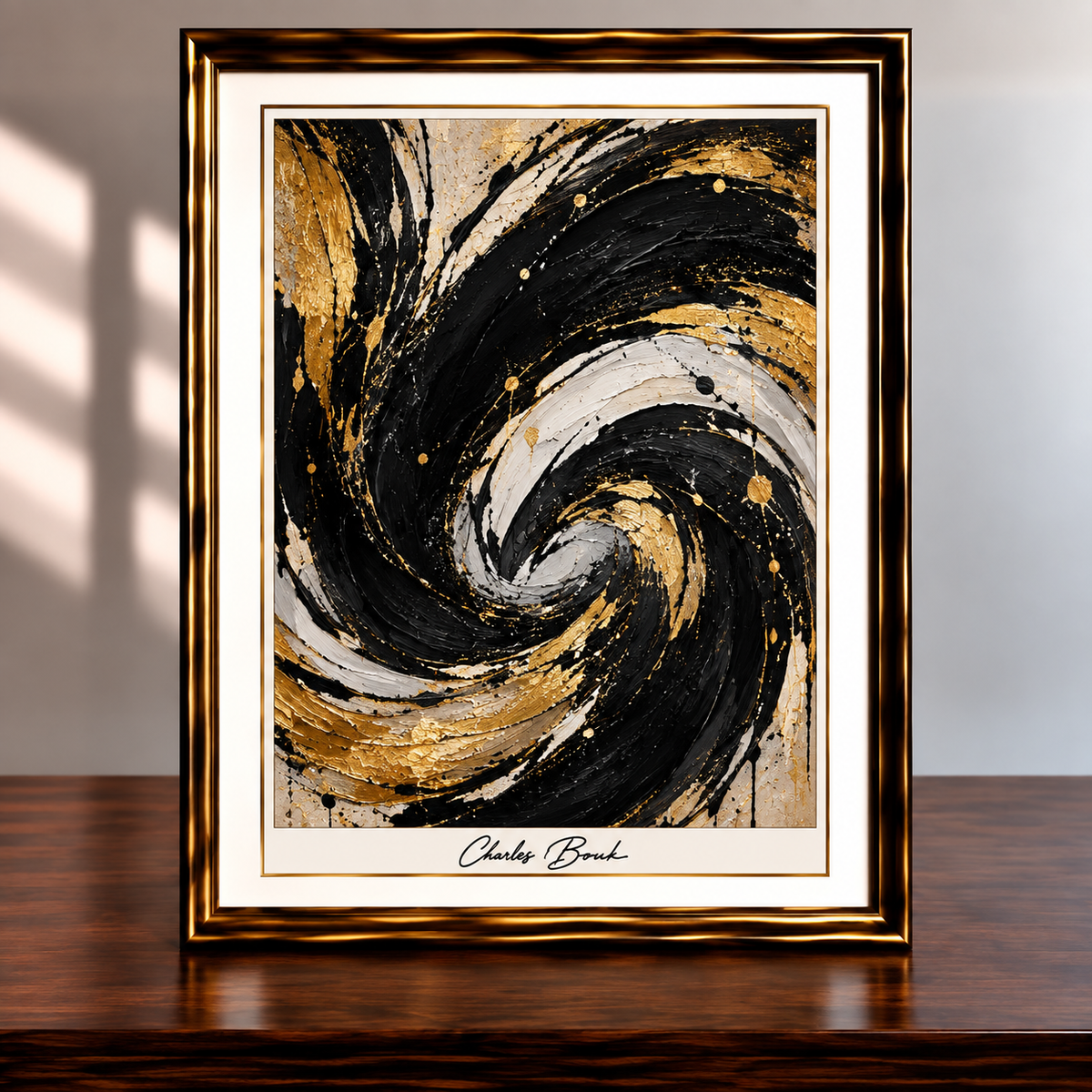Golden Vortex Abstract by Charles Bouk