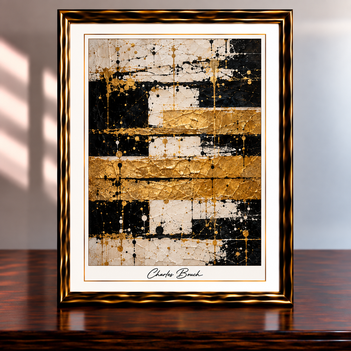 Luxurious Gold and Black Abstract Art