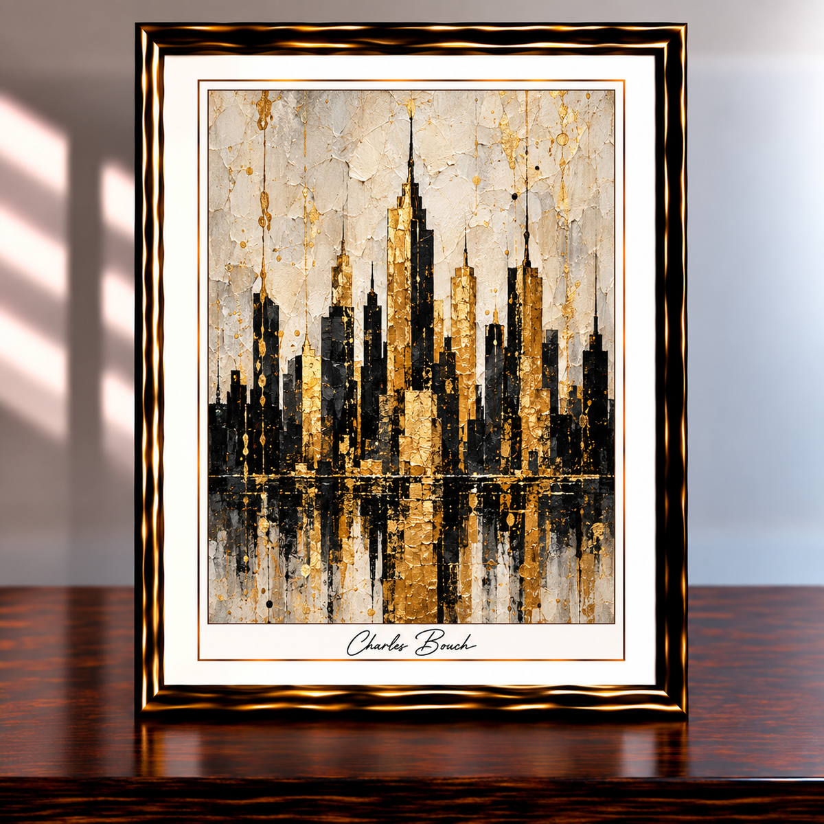 Luxurious Gold and Black Cityscape Painting