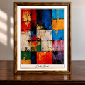 Textured Mosaic Abstract in Ornate Gold Frame